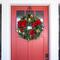 Village Lighting 30" Pre-Lit Red Magnolia Christmas Wreath, Clear LED Lights